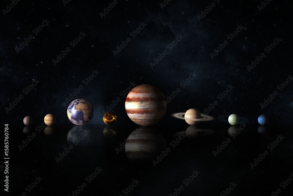 Obraz premium Digital composite image of solar system