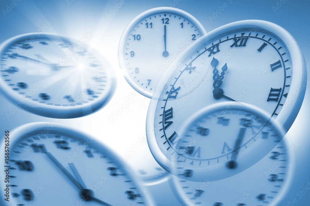 Fototapeta premium Computer graphic image of wall clocks