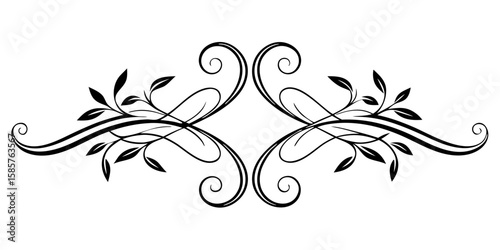 A swirling burgundy floral design gracefully adorns a crisp white backdrop, creating an elegant and captivating piece of line art perfect for various decoration needs.