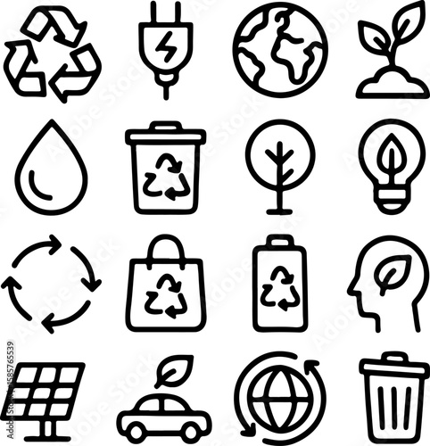 A vector set of ecology icons