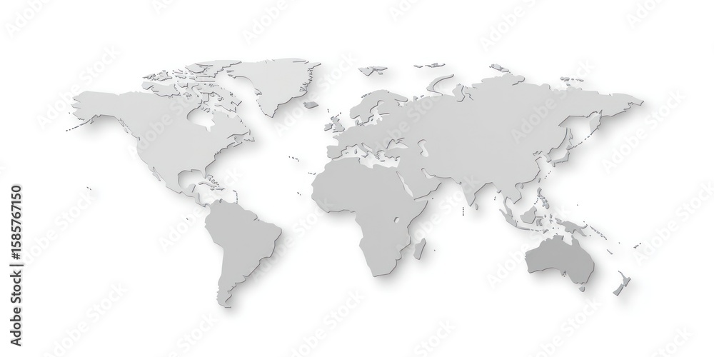 Fototapeta premium World map in gray color minimalistic illustration design.