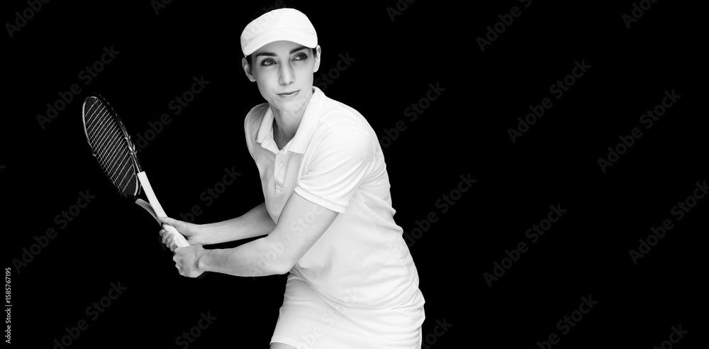 Fototapeta premium Confident woman playing tennis