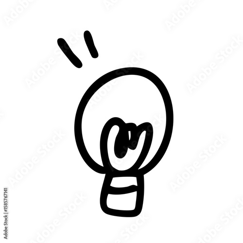 手描きの電球マーク。インスピレーションが生まれるときに使えるベクターアイコン。