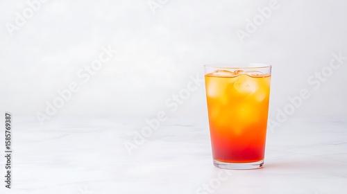Orange and Red Cocktail with Ice Cubes