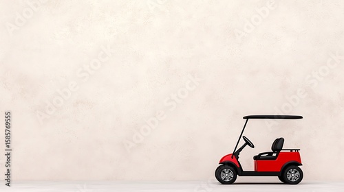 Red Golf Cart on Textured Wall Background