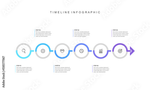  Business road map timeline infographic concept. with icons and 6 steps, Corporate milestones graphic elements. workflow layout, diagram, report, web design. Creative, Vector illustration.