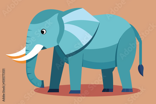A cute, funny baby elephant cartoon illustration, a happy blue mammal in the wild