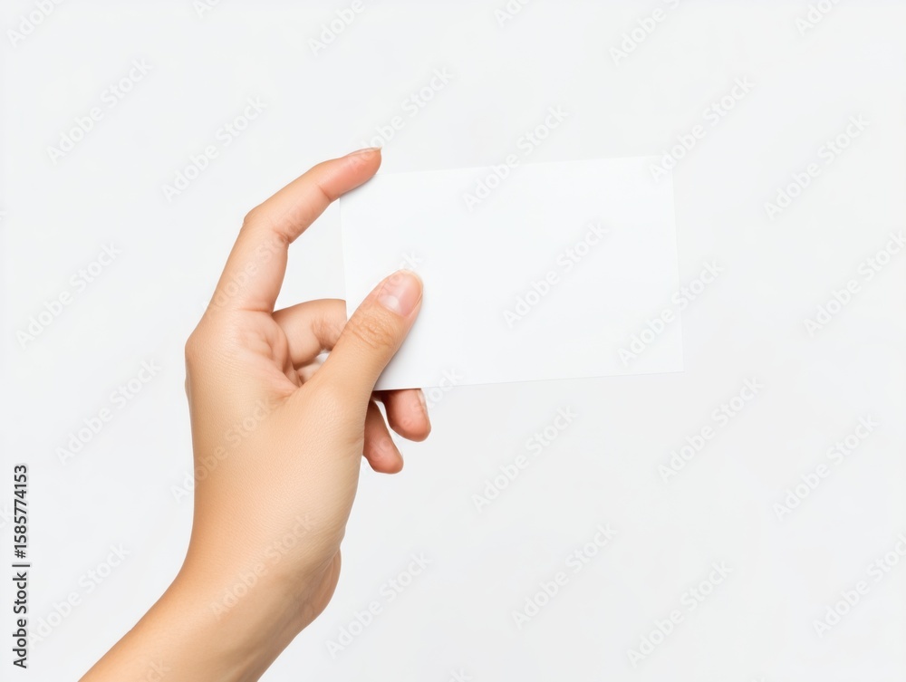 Hand holding a blank white card Hand holding a blank white card