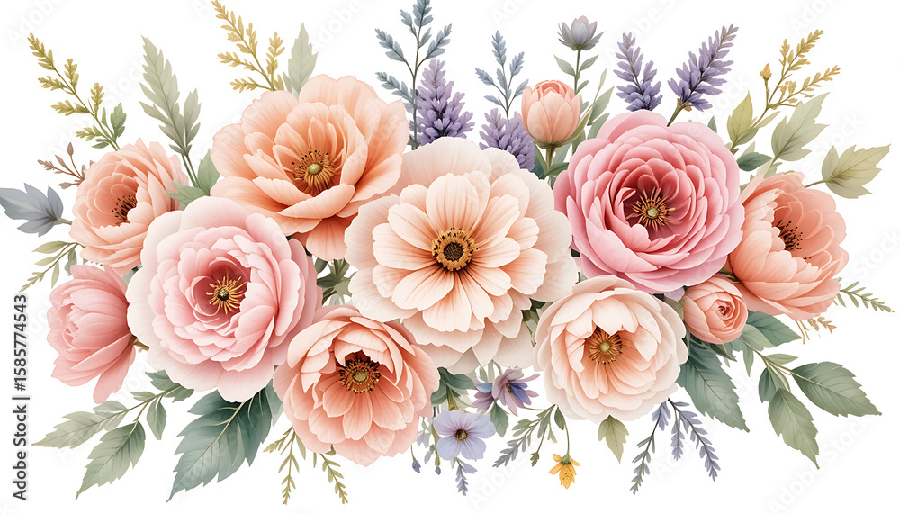 Delicate Pastel Floral Bouquet Arrangement. Delicate Pastel Floral Bouquet Arrangement.