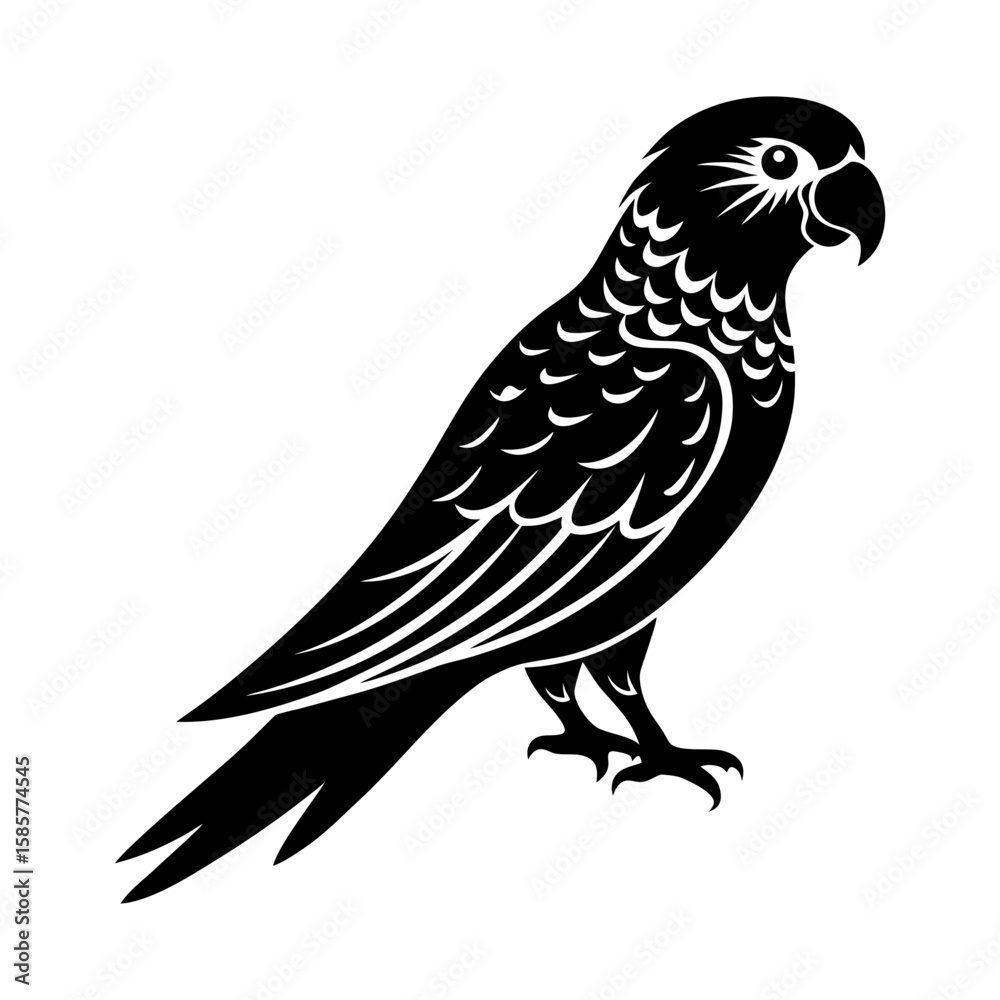 Fototapeta premium Illustration of a black lorikeet bird standing on its two feet alone