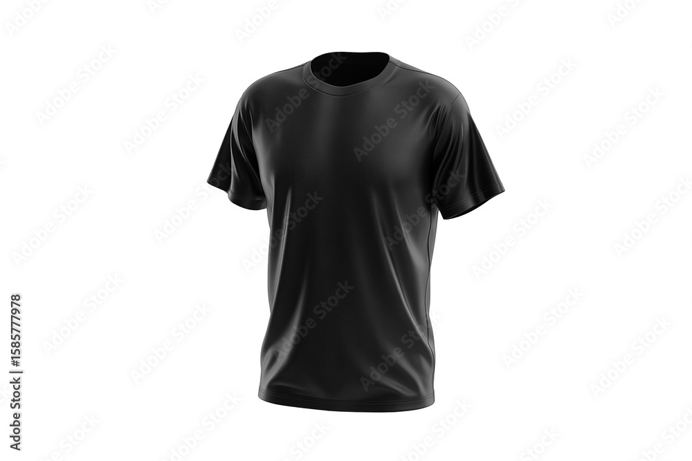 Black Round Neck T-Shirt Isolated on White Background for Apparel Design Black Round Neck T-Shirt Isolated on White Background for Apparel Design