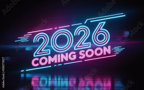 2026 Coming Soon Neon Glow Future	