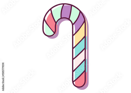 Colorful candy cane illustration, sweet treat, festive design