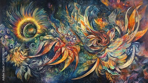Abstract floral cosmic art