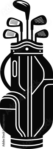 Golf Bag with Clubs Silhouette – Sports Equipment Vector Illustration