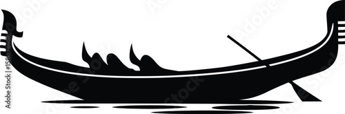 Traditional Gondola Boat Silhouette on Water – Venice Travel Vector Icon