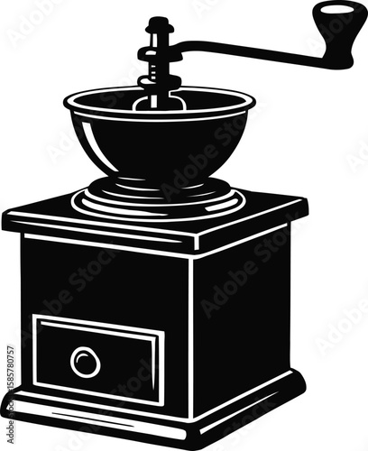 Vintage Manual Coffee Grinder Silhouette – Retro Kitchen Appliance Vector