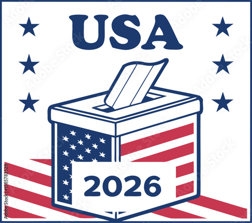 ballot box symbol. usa presidential election 2026 voting box icon. transparent png and vector illustration.us, america, american, choose, clip art, democracy, election, government,