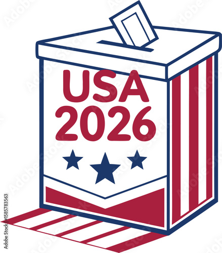 ballot box symbol. usa presidential election 2026 voting box icon. transparent png and vector illustration.us, america, american, choose, clip art, democracy, election, government,