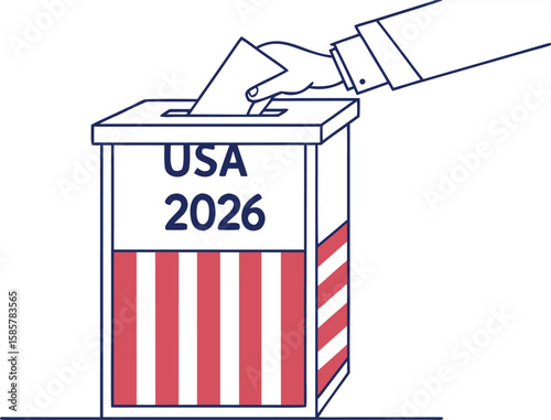 ballot box symbol. usa presidential election 2026 voting box icon. transparent png and vector illustration.us, america, american, choose, clip art, democracy, election, government,