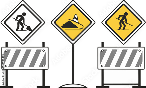 under construction sign. warning banner for website, road, construction site. vector illustration on transparent background.diamond, graphic, hazard, label, labor, poster, print, progress, risk, 