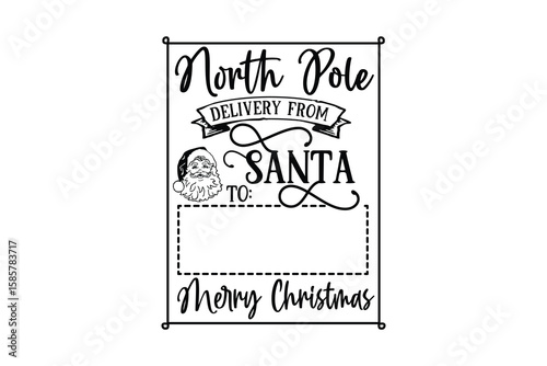 North Pole Mail Delivery from Santa Label Santa sack SVG Design