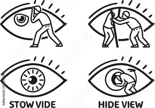 eye icon. show and hide symbol. incognito mode and watch icons for app, website ui. transparent png and vector illustration.clip art, concepts, cut out, eyeball, hiding, horizontal, icon set, ideas, 