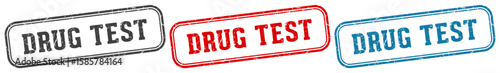 drug test stamp. drug test rectangular stamp set isolated on white background