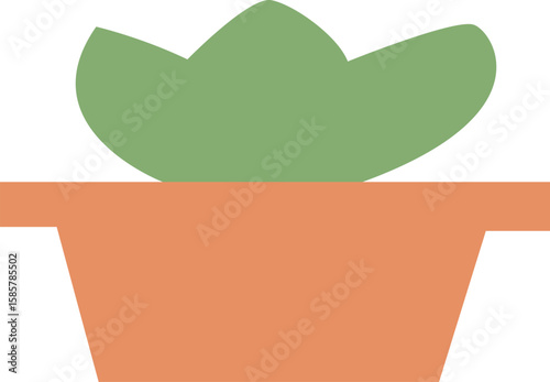  Abstract Flat Design Pot and Plant with some copy space area