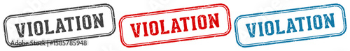 violation stamp. violation rectangular stamp set isolated on white background