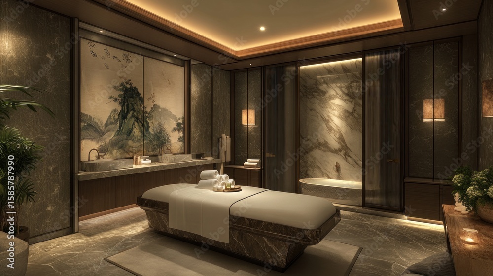 Fototapeta premium Luxury spa treatment room design