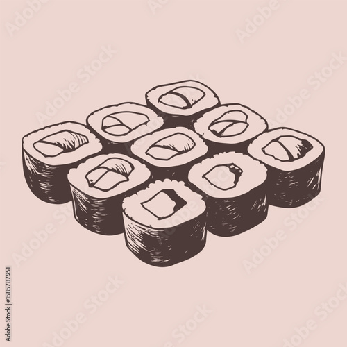vector drawing design of suhi rolls set