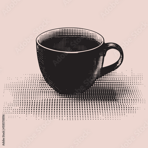 vector design of halftone coffee cup