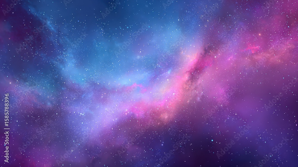 Fototapeta premium Colorful Galaxy Space Nebula with Stars and Cosmic Dust in Deep Blue and Pink Tones