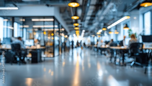 Wallpaper Mural Blurred office interior background with a blurred door and glass wall, blurry bokeh light effect for a business concept design. High-quality photo, taken with a telephoto lens in realistic daylight. Torontodigital.ca