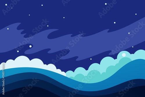 star studded sky over ocean waves with milkyway