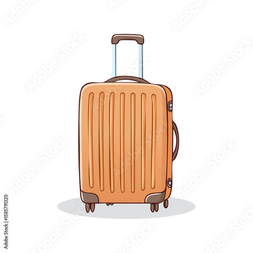 Orange wheeled suitcase ideal for travel. Perfect for travel bloggers, airline websites, luggage retailers, vacation promotions, and travel agency advertisements.