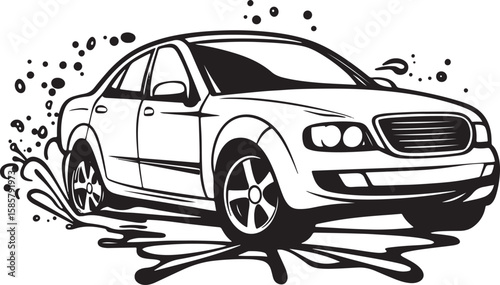 black silhouette vector design of car wash