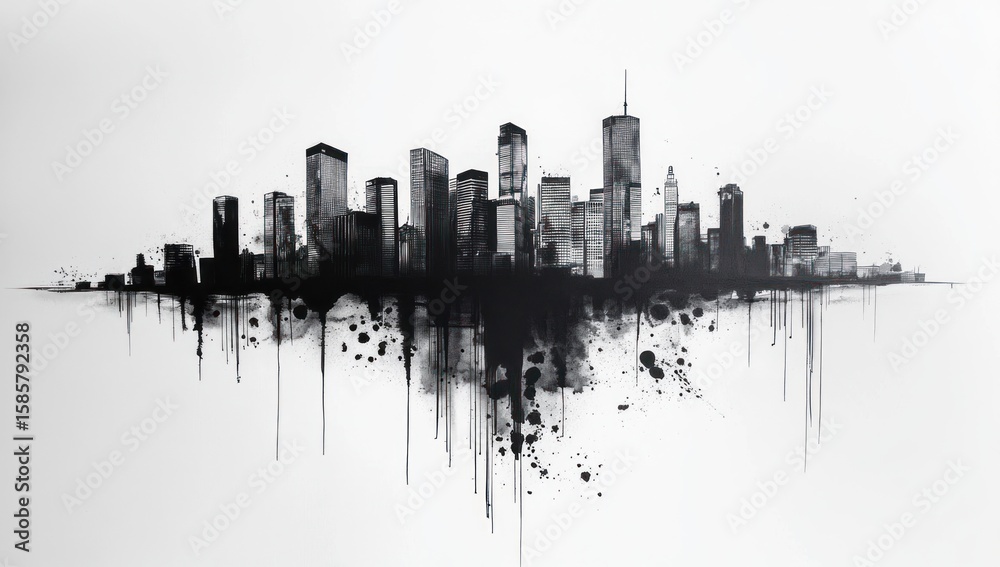 Fototapeta premium Monochromatic Metropolis: A Cityscape in Ink