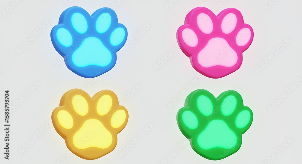 Fototapeta premium Four colorful paw prints design element