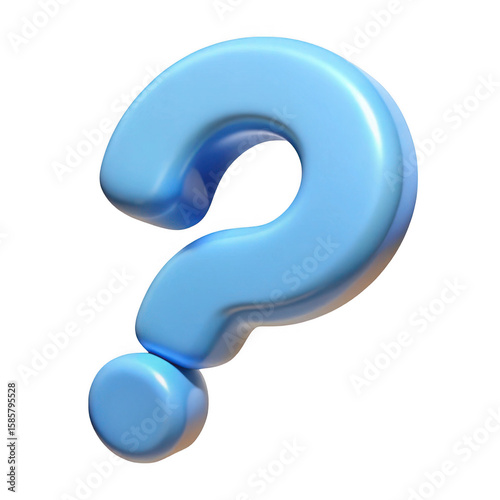 3d blue question mark isolated on transparent background