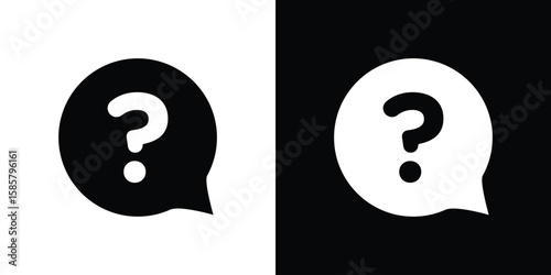 Konstfotografi Question icon Flat Vector illustration. Simple black symbols