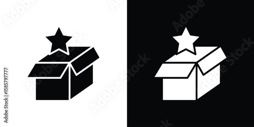New product icon Flat Vector illustration. Simple black symbols
