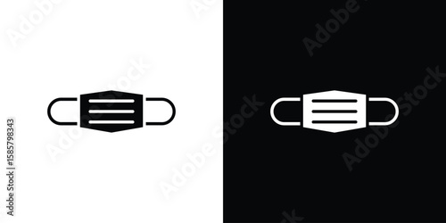 Medical mask icon Flat Vector illustration. Simple black symbols