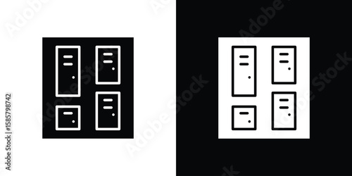Lockers icon Flat Vector illustration. Simple black symbols