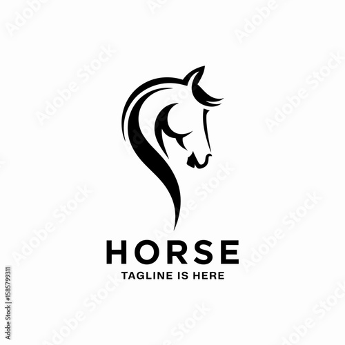 A sophisticated horse logo design featuring a space for custom taglines, ideal for brands wanting to evoke elegance and strength in the equestrian field.
