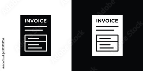 Invoice icon Flat Vector illustration. Simple black symbols