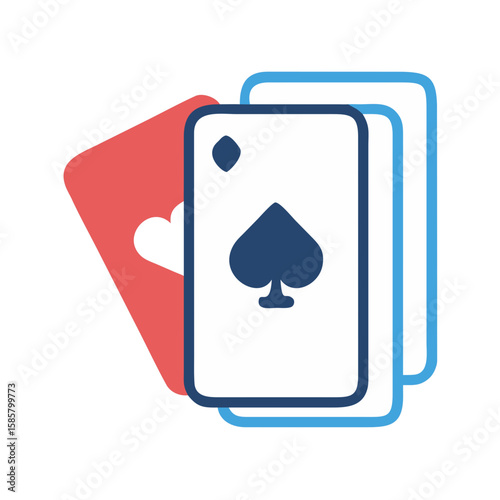 Playing cards illustration, playful mood, poker cards design with hearts and spades in vector style
