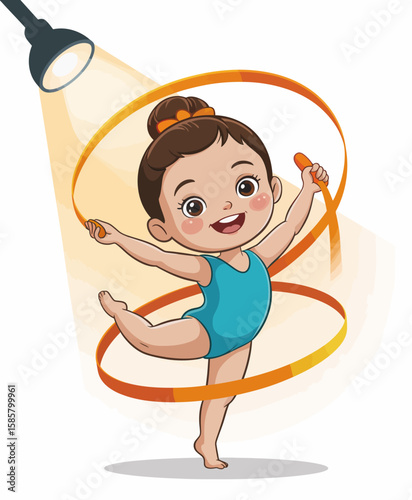 This joyful image features a young girl delightfully dancing with hula hoops, reflecting playfulness, creativity, and the joy of childhood through vibrant colors and dynamic movement.