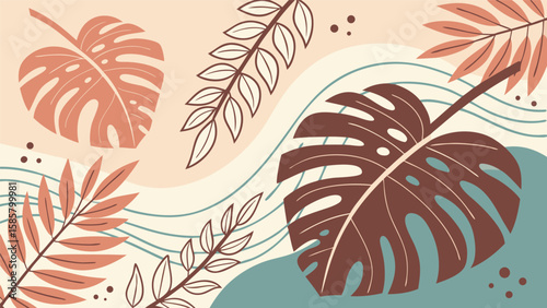 Abstract Tropical Leaves Background